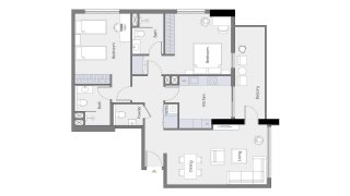 Apartment floor plan, 2 bedrooms in RA1N No. 11009
